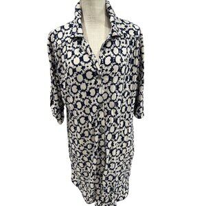 Anne Klein Womens Floral Print Button Down Shirt XL